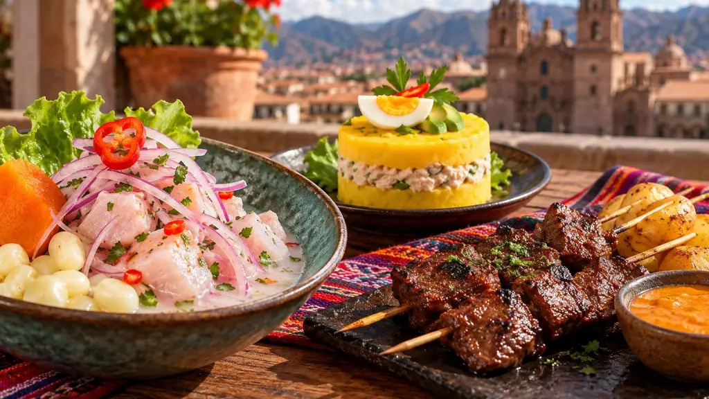 Sabores peruanos con vista a Cusco ,Imagen generada con IA / ChatGPT