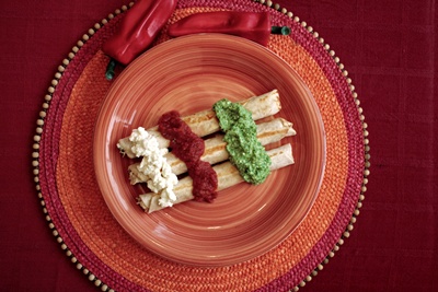 Receta de flautas con tres salsas 